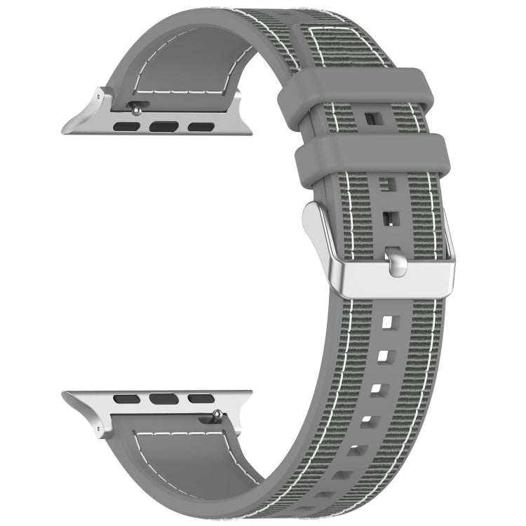 For Apple Watch Series 7 41mm Ordinary Buckle Hybrid Nylon Braid Silicone Watch Band(Grey) - Watch Bands by PMC Jewellery | Online Shopping South Africa | PMC Jewellery