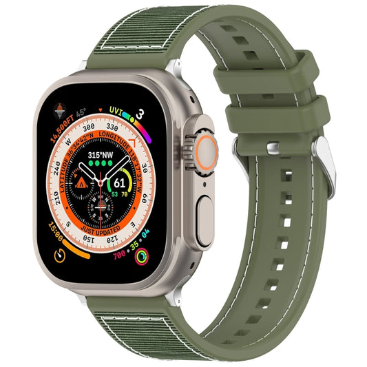 For Apple Watch SE 44mm Ordinary Buckle Hybrid Nylon Braid Silicone Watch Band(Green) - Watch Bands by PMC Jewellery | Online Shopping South Africa | PMC Jewellery