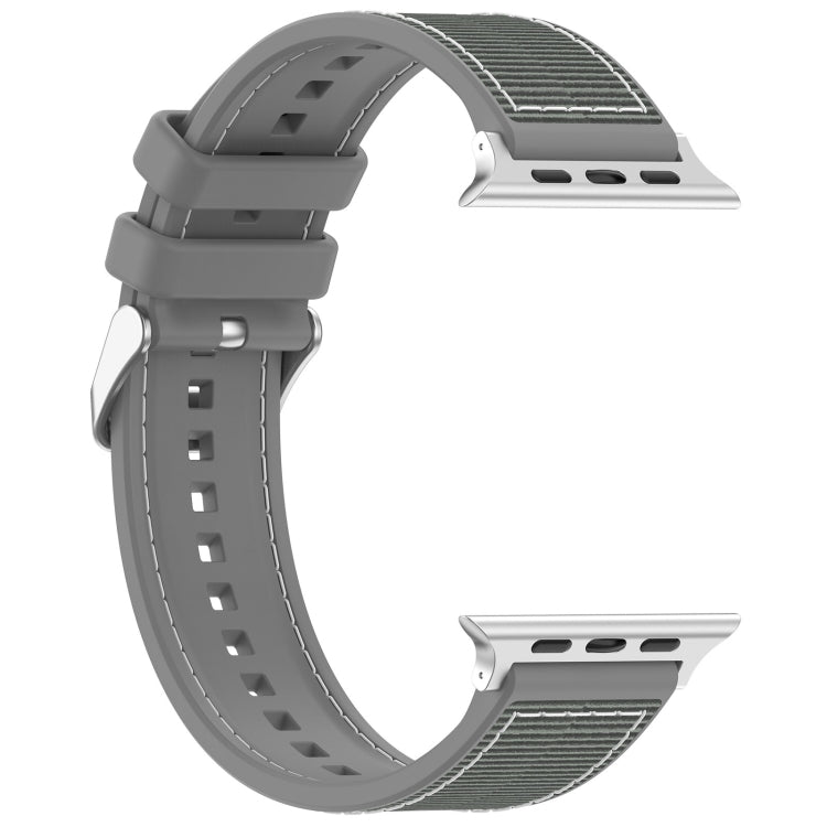 For Apple Watch 42mm Ordinary Buckle Hybrid Nylon Braid Silicone Watch Band(Grey) - Watch Bands by PMC Jewellery | Online Shopping South Africa | PMC Jewellery