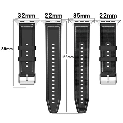 For Apple Watch Series 8 41mm Ordinary Buckle Hybrid Nylon Braid Silicone Watch Band(Black) - Watch Bands by PMC Jewellery | Online Shopping South Africa | PMC Jewellery