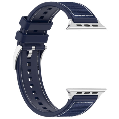 For Apple Watch SE 2023 40mm Official Buckle Hybrid Nylon Braid Silicone Watch Band(Midnight Blue) - Watch Bands by PMC Jewellery | Online Shopping South Africa | PMC Jewellery