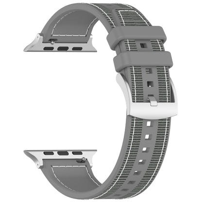 For Apple Watch Ultra 2 49mm Official Buckle Hybrid Nylon Braid Silicone Watch Band(Grey) - Watch Bands by PMC Jewellery | Online Shopping South Africa | PMC Jewellery