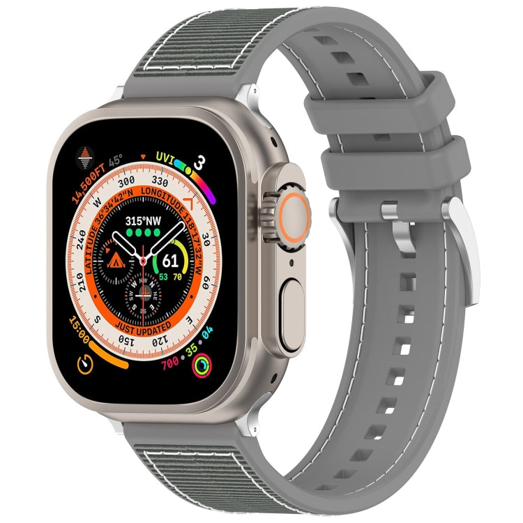 For Apple Watch Series 9 45mm Official Buckle Hybrid Nylon Braid Silicone Watch Band(Grey) - Watch Bands by PMC Jewellery | Online Shopping South Africa | PMC Jewellery