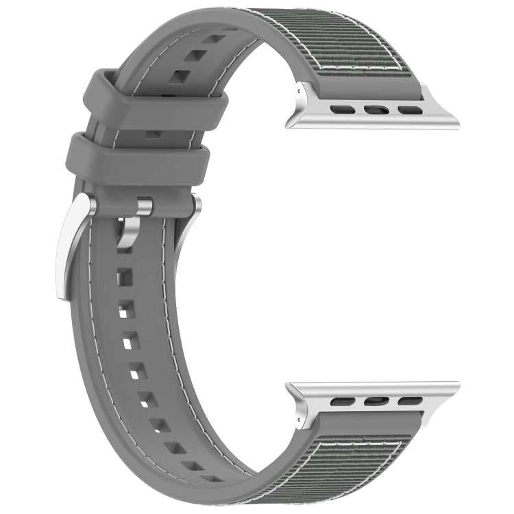 For Apple Watch Series 9 41mm Official Buckle Hybrid Nylon Braid Silicone Watch Band(Grey) - Watch Bands by PMC Jewellery | Online Shopping South Africa | PMC Jewellery