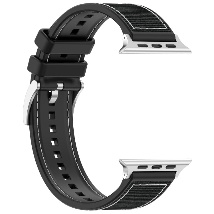 For Apple Watch Ultra 49mm Official Buckle Hybrid Nylon Braid Silicone Watch Band(Black) - Watch Bands by PMC Jewellery | Online Shopping South Africa | PMC Jewellery