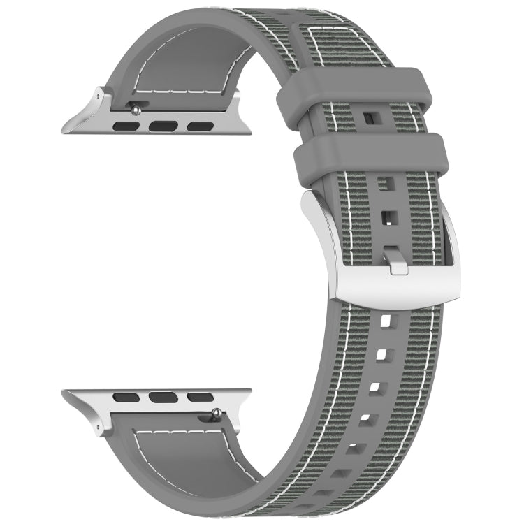 For Apple Watch Series 8 41mm Official Buckle Hybrid Nylon Braid Silicone Watch Band(Grey) - Watch Bands by PMC Jewellery | Online Shopping South Africa | PMC Jewellery