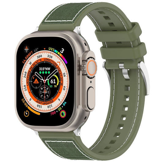 For Apple Watch Series 8 45mm Official Buckle Hybrid Nylon Braid Silicone Watch Band(Green) - Watch Bands by PMC Jewellery | Online Shopping South Africa | PMC Jewellery