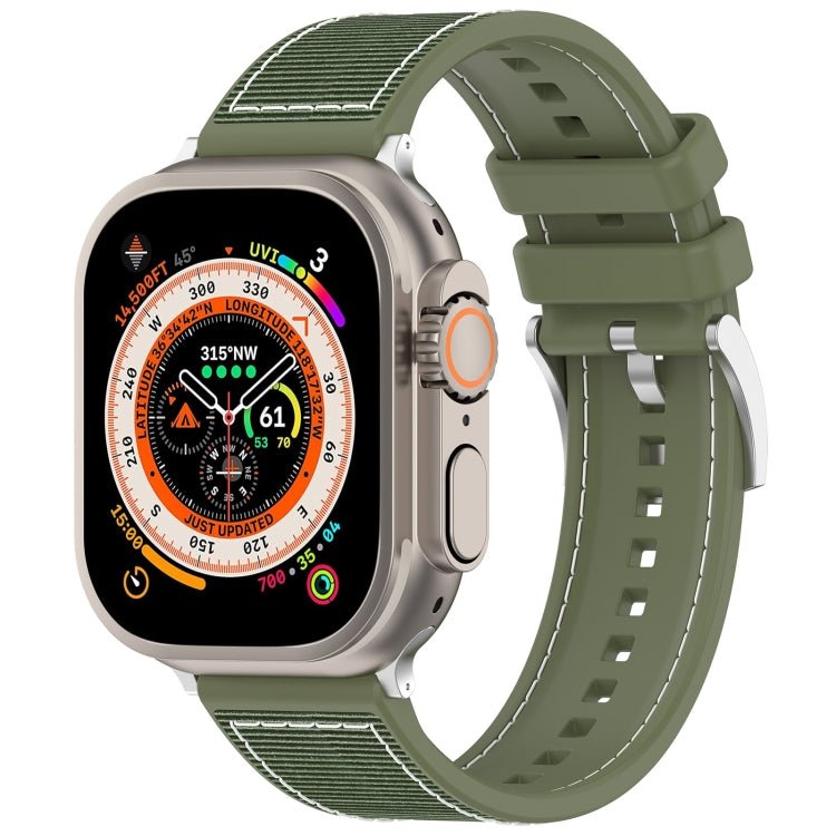 For Apple Watch SE 40mm Official Buckle Hybrid Nylon Braid Silicone Watch Band(Green) - Watch Bands by PMC Jewellery | Online Shopping South Africa | PMC Jewellery