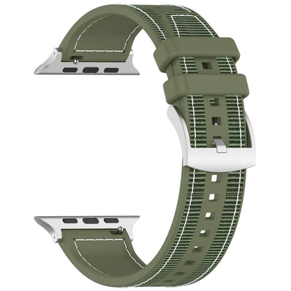 For Apple Watch Series 6 44mm Official Buckle Hybrid Nylon Braid Silicone Watch Band(Green) - Watch Bands by PMC Jewellery | Online Shopping South Africa | PMC Jewellery