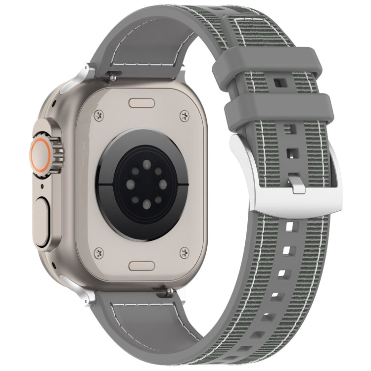 For Apple Watch Series 2 42mm Official Buckle Hybrid Nylon Braid Silicone Watch Band(Grey) - Watch Bands by PMC Jewellery | Online Shopping South Africa | PMC Jewellery