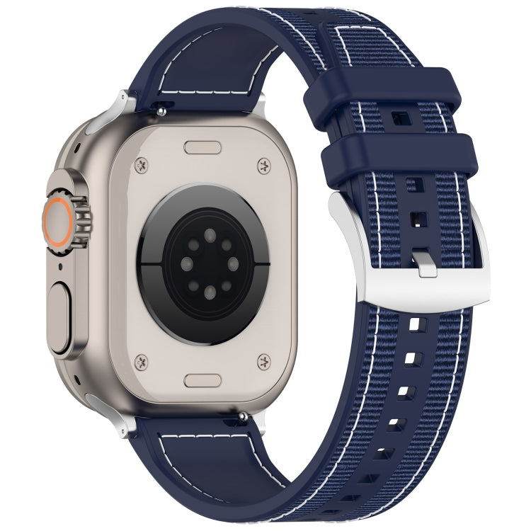 For Apple Watch Series 2 38mm Official Buckle Hybrid Nylon Braid Silicone Watch Band(Midnight Blue) - Watch Bands by PMC Jewellery | Online Shopping South Africa | PMC Jewellery