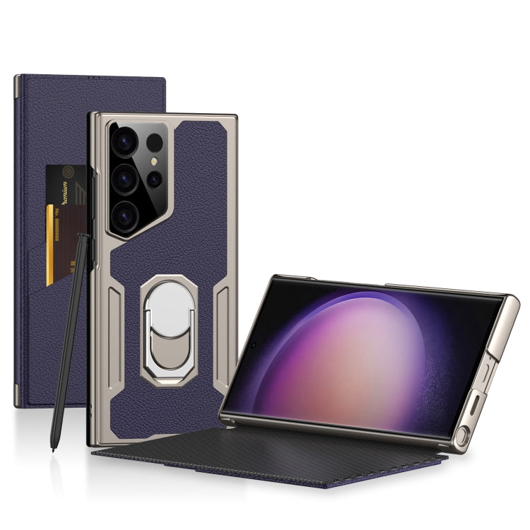 For Samsung Galaxy S23 Ultra 5G GKK Armor Flip Leather Phone Case, Without Pen(Purple) - Galaxy S23 Ultra 5G Cases by GKK | Online Shopping South Africa | PMC Jewellery | Buy Now Pay Later Mobicred