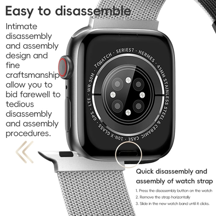 For Apple Watch Series 9 45mm ZGA Milanese Magnetic Metal Watch Band(Silver) - Watch Bands by ZGA | Online Shopping South Africa | PMC Jewellery