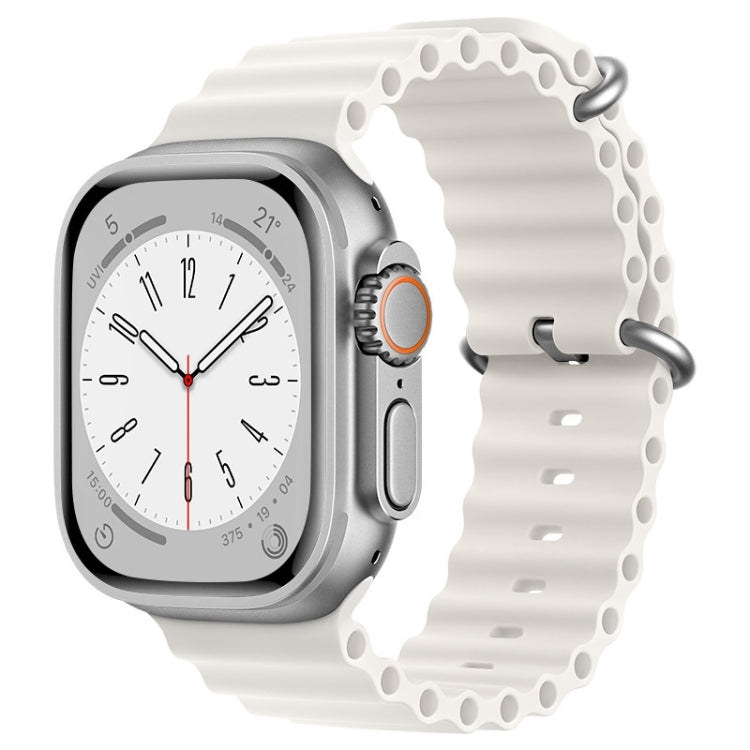 For Apple Watch Series 9 45mm ZGA Ocean Silicone Watch Band(White) - Watch Bands by ZGA | Online Shopping South Africa | PMC Jewellery