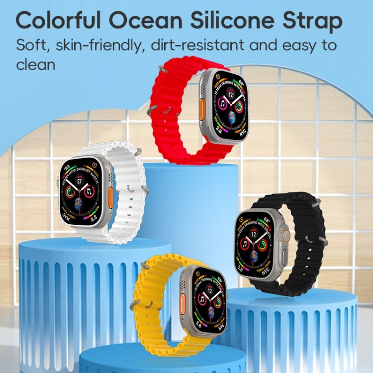 For Apple Watch Series 8 45mm ZGA Ocean Silicone Watch Band(Yellow) - Watch Bands by ZGA | Online Shopping South Africa | PMC Jewellery