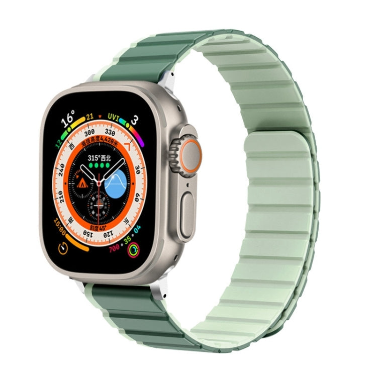 For Apple Watch SE 44mm ZGA Two Color Magnetic Silicone Watch Band(Dark Green+Light Green) - Watch Bands by ZGA | Online Shopping South Africa | PMC Jewellery