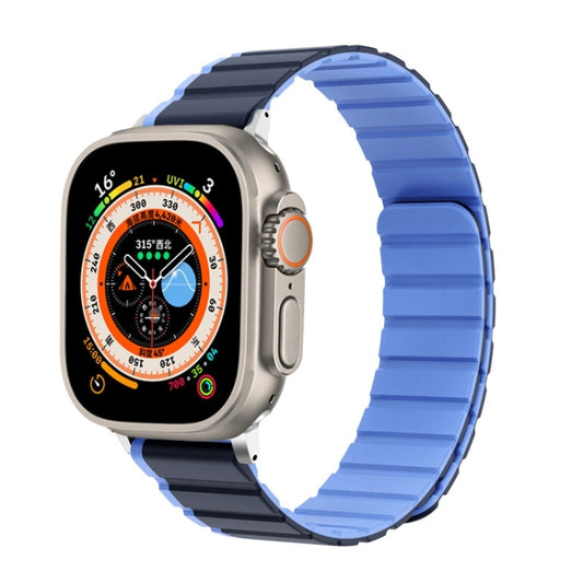 For Apple Watch Series 4 44mm ZGA Two Color Magnetic Silicone Watch Band(Dark Blue+Light Blue) - Watch Bands by ZGA | Online Shopping South Africa | PMC Jewellery