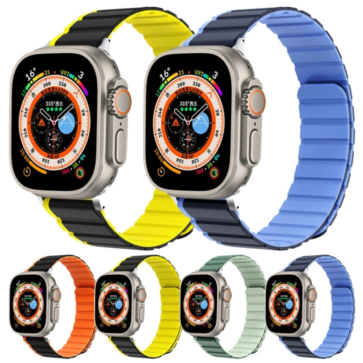 For Apple Watch Series 5 44mm ZGA Two Color Magnetic Silicone Watch Band(Black+Orange) - Watch Bands by ZGA | Online Shopping South Africa | PMC Jewellery