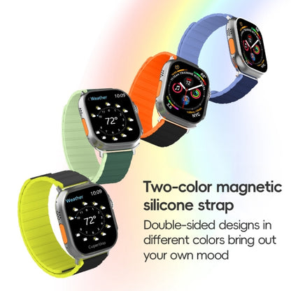 For Apple Watch Series 9 45mm ZGA Two Color Magnetic Silicone Watch Band(Black+Orange) - Watch Bands by ZGA | Online Shopping South Africa | PMC Jewellery