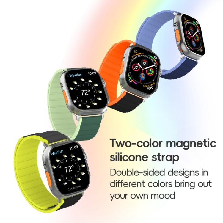 For Apple Watch Series 3 42mm ZGA Two Color Magnetic Silicone Watch Band(Dark Green+Light Green) - Watch Bands by ZGA | Online Shopping South Africa | PMC Jewellery