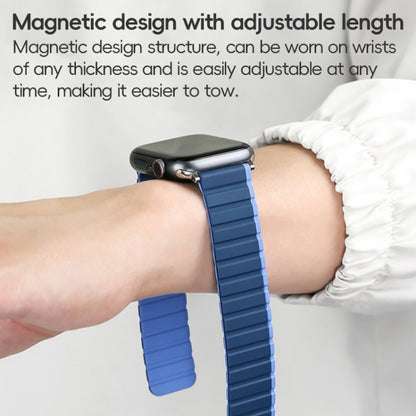 For Apple Watch Series 7 45mm ZGA Two Color Magnetic Silicone Watch Band(Dark Blue+Light Blue) - Watch Bands by ZGA | Online Shopping South Africa | PMC Jewellery