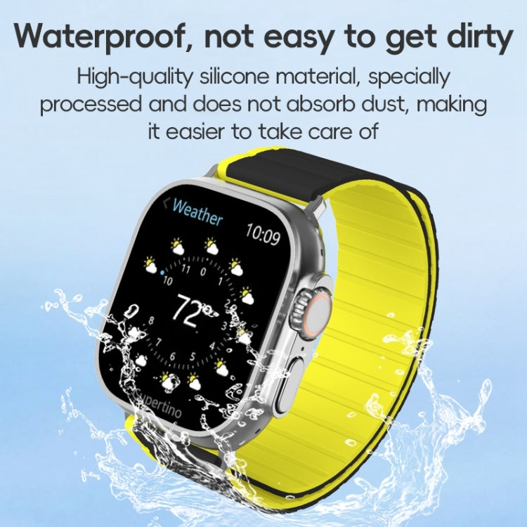 For Apple Watch Series 8 45mm ZGA Two Color Magnetic Silicone Watch Band(Grey+Yellow) - Watch Bands by ZGA | Online Shopping South Africa | PMC Jewellery