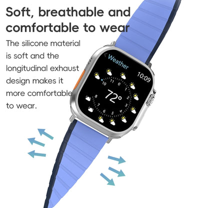 For Apple Watch Series 4 44mm ZGA Two Color Magnetic Silicone Watch Band(Dark Blue+Light Blue) - Watch Bands by ZGA | Online Shopping South Africa | PMC Jewellery