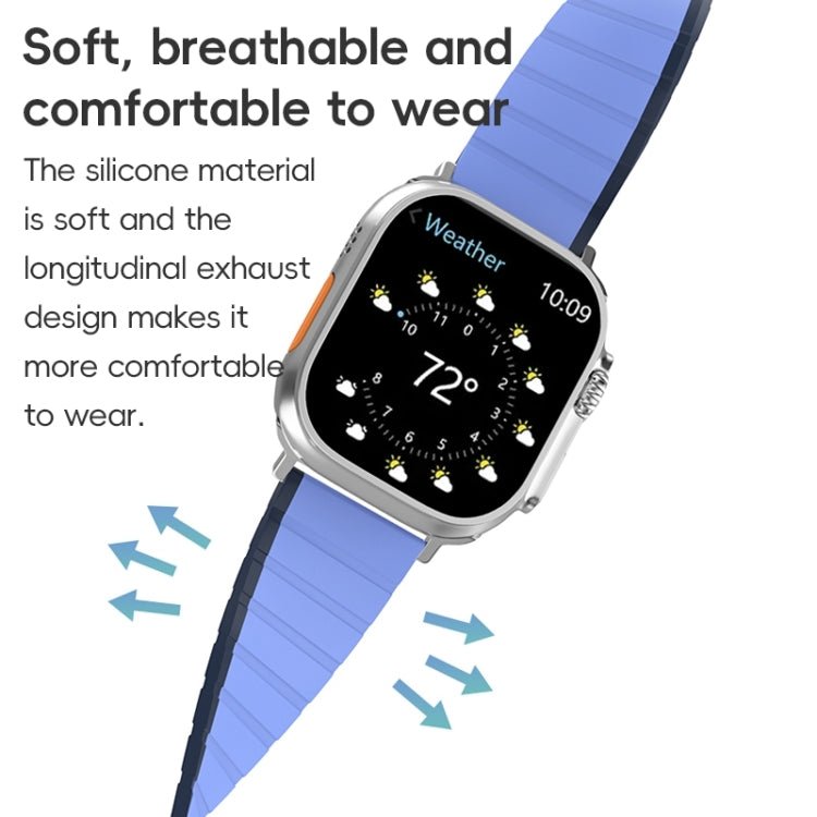 For Apple Watch Series 7 45mm ZGA Two Color Magnetic Silicone Watch Band(Dark Blue+Light Blue) - Watch Bands by ZGA | Online Shopping South Africa | PMC Jewellery