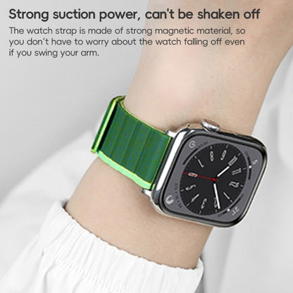 For Apple Watch Series 5 44mm ZGA Two Color Magnetic Silicone Watch Band(Dark Green+Light Green) - Watch Bands by ZGA | Online Shopping South Africa | PMC Jewellery