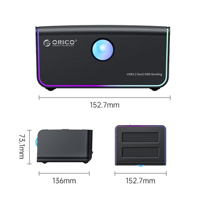 ORICO 8828C3-C Dual Bay 2.5 & 3.5 inch SATA III HDD Drive Docking Station with Offline Clone Function, Plug Type:AU Plug(Black) - HDD Enclosure by ORICO | Online Shopping South Africa | PMC Jewellery | Buy Now Pay Later Mobicred