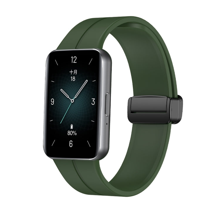 For Honor Band 9 Magnetic Folding Black Buckle Silicone Watch Band(Green) - Watch Bands by PMC Jewellery | Online Shopping South Africa | PMC Jewellery