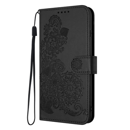 For iPhone SE 2024 Datura Flower Embossed Flip Leather Phone Case(Black) - More iPhone Cases by PMC Jewellery | Online Shopping South Africa | PMC Jewellery | Buy Now Pay Later Mobicred