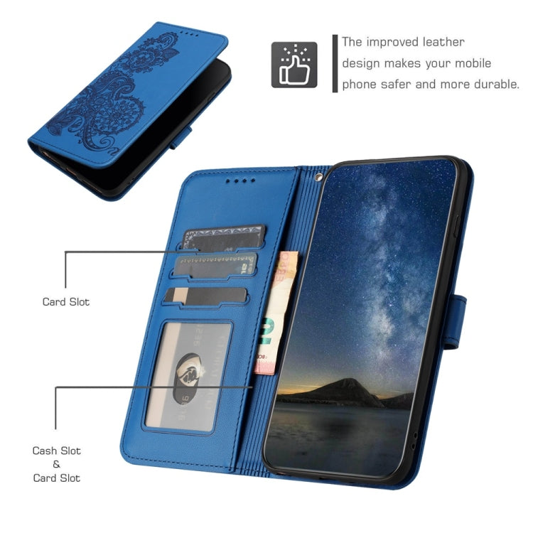 For iPhone 16 Pro Max Datura Flower Embossed Flip Leather Phone Case(Blue) - iPhone 16 Pro Max Cases by PMC Jewellery | Online Shopping South Africa | PMC Jewellery | Buy Now Pay Later Mobicred