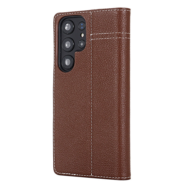 For Samsung Galaxy S24+ 5G GEBEI Top-grain Horizontal Flip Leather Phone Case(Brown) - Galaxy S24+ 5G Cases by GEBEI | Online Shopping South Africa | PMC Jewellery | Buy Now Pay Later Mobicred