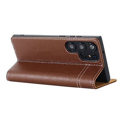 For Samsung Galaxy S24 Ultra 5G GEBEI Top-grain Horizontal Flip Leather Phone Case(Brown) - Galaxy S24 Ultra 5G Cases by GEBEI | Online Shopping South Africa | PMC Jewellery | Buy Now Pay Later Mobicred