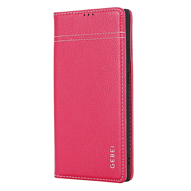 For Samsung Galaxy S24 Ultra 5G GEBEI Top-grain Horizontal Flip Leather Phone Case(Rose Red) - Galaxy S24 Ultra 5G Cases by GEBEI | Online Shopping South Africa | PMC Jewellery | Buy Now Pay Later Mobicred