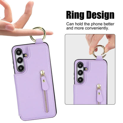 For Samsung Galaxy S24 5G Litchi Texture Zipper Double Buckle Card Bag Phone Case(Purple) - Galaxy S24 5G Cases by PMC Jewellery | Online Shopping South Africa | PMC Jewellery | Buy Now Pay Later Mobicred