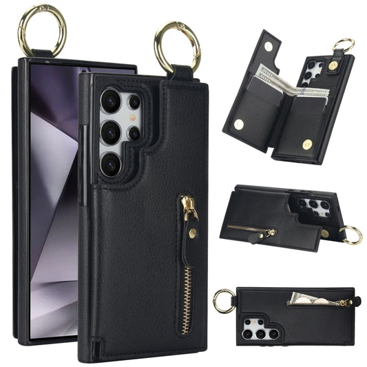 For Samsung Galaxy S24 Ultra 5G Litchi Texture Zipper Double Buckle Card Bag Phone Case(Black) - Galaxy S24 Ultra 5G Cases by PMC Jewellery | Online Shopping South Africa | PMC Jewellery | Buy Now Pay Later Mobicred