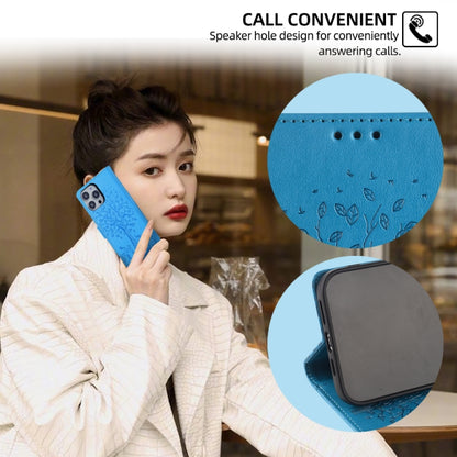 For Realme C53 4G / Narzo N53 4G Tree & Deer Embossed Leather Phone Case(Blue) - Realme Cases by PMC Jewellery | Online Shopping South Africa | PMC Jewellery | Buy Now Pay Later Mobicred