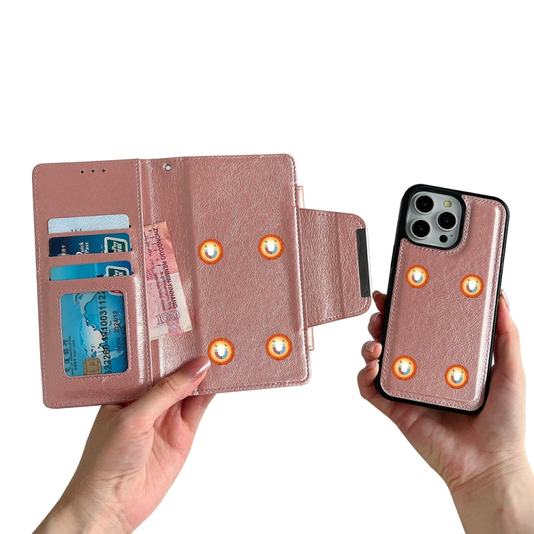 For iPhone 16 Pro Max Multifunctional Seven Cards Wallet Leather Phone Case(Rose Gold) - iPhone 16 Pro Max Cases by PMC Jewellery | Online Shopping South Africa | PMC Jewellery | Buy Now Pay Later Mobicred