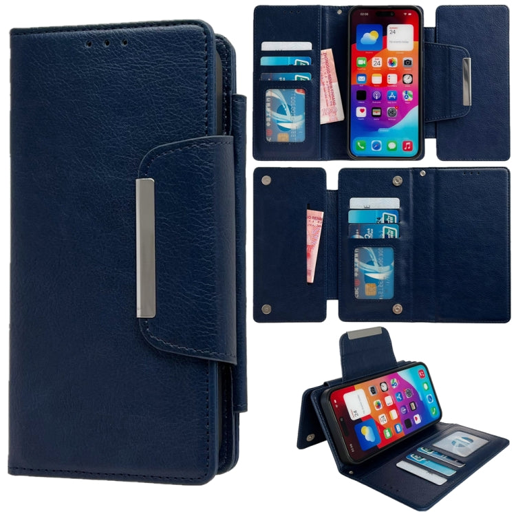 For iPhone 16 Pro Max Multifunctional Seven Cards Wallet Leather Phone Case(Royal Blue) - iPhone 16 Pro Max Cases by PMC Jewellery | Online Shopping South Africa | PMC Jewellery | Buy Now Pay Later Mobicred