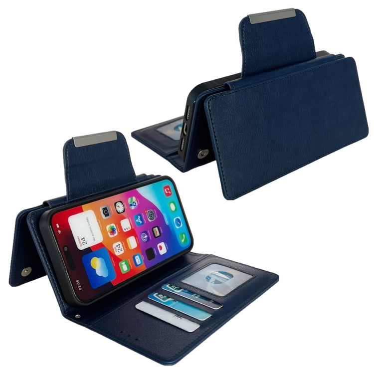 For iPhone 16 Plus Multifunctional Seven Cards Wallet Leather Phone Case(Royal Blue) - iPhone 16 Plus Cases by PMC Jewellery | Online Shopping South Africa | PMC Jewellery | Buy Now Pay Later Mobicred