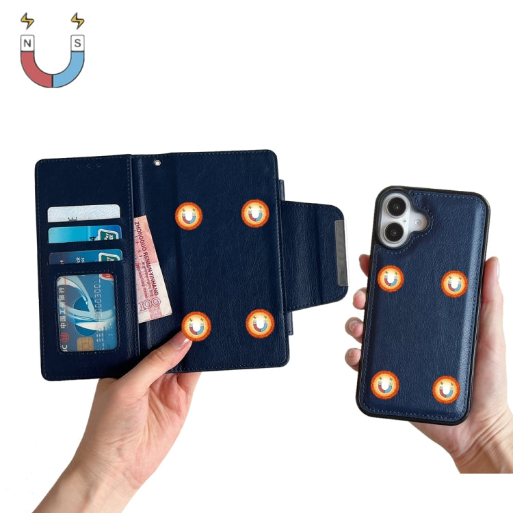 For iPhone 16 Multifunctional Seven Cards Wallet Leather Phone Case(Royal Blue) - iPhone 16 Cases by PMC Jewellery | Online Shopping South Africa | PMC Jewellery | Buy Now Pay Later Mobicred