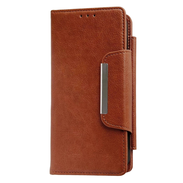 For iPhone 16 Multifunctional Seven Cards Wallet Leather Phone Case(Brown) - iPhone 16 Cases by PMC Jewellery | Online Shopping South Africa | PMC Jewellery | Buy Now Pay Later Mobicred