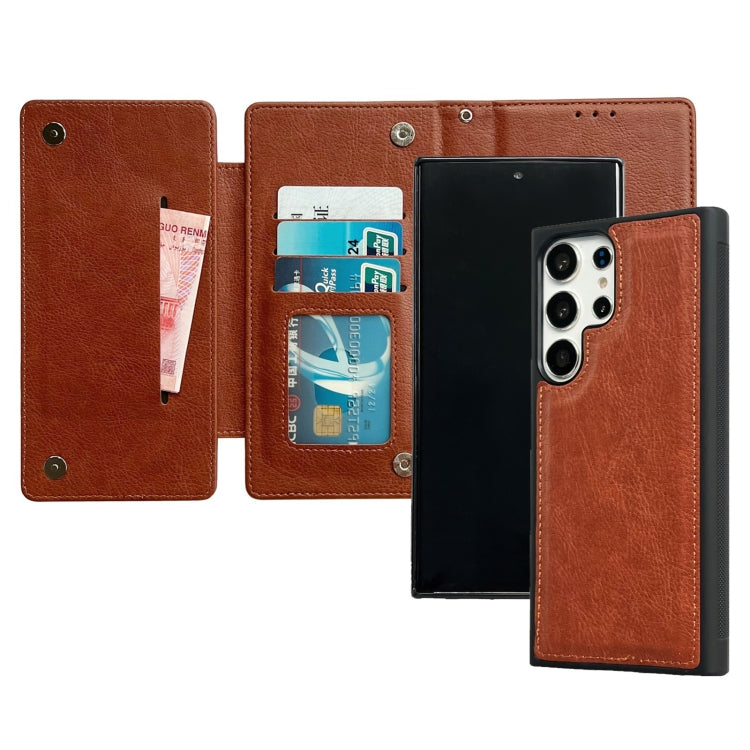 For Samsung Galaxy S24 Ultra 5G Multifunctional 7-Card Wallet Leather Phone Case(Brown) - Galaxy S24 Ultra 5G Cases by PMC Jewellery | Online Shopping South Africa | PMC Jewellery | Buy Now Pay Later Mobicred