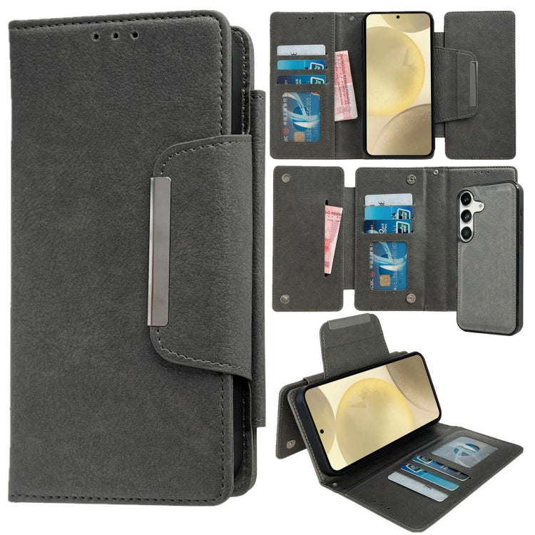 For Samsung Galaxy S24+ 5G Multifunctional 7-Card Wallet Leather Phone Case(Grey) - Galaxy S24+ 5G Cases by PMC Jewellery | Online Shopping South Africa | PMC Jewellery | Buy Now Pay Later Mobicred