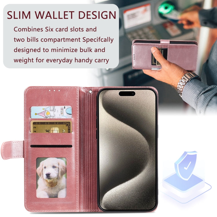 For iPhone 16 Pro Max Simple 6-Card Wallet Leather Phone Case(Rose Gold) - iPhone 16 Pro Max Cases by PMC Jewellery | Online Shopping South Africa | PMC Jewellery | Buy Now Pay Later Mobicred