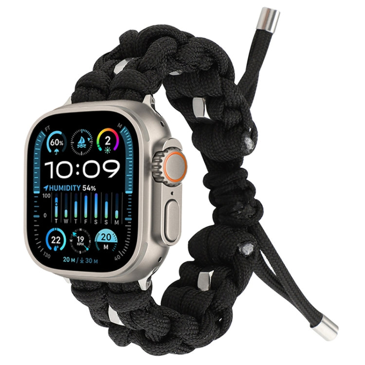 For Apple Watch Ultra 2 49mm Screw Nut Braided Paracord Watch Band(Black) - Watch Bands by PMC Jewellery | Online Shopping South Africa | PMC Jewellery | Buy Now Pay Later Mobicred