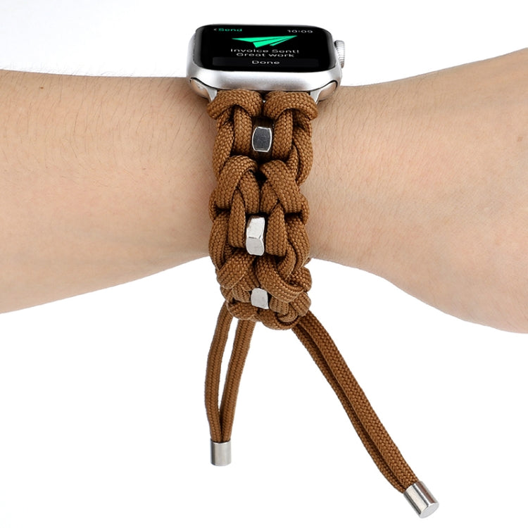 For Apple Watch Ultra 49mm Screw Nut Braided Paracord Watch Band(Coffee) - Watch Bands by PMC Jewellery | Online Shopping South Africa | PMC Jewellery | Buy Now Pay Later Mobicred