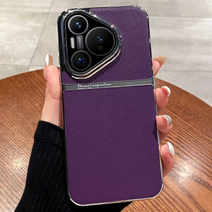 For Huawei Pura 70 Pro+ Electroplating Oblique Texture Shockproof Phone Case(Purple) - Huawei Cases by PMC Jewellery | Online Shopping South Africa | PMC Jewellery | Buy Now Pay Later Mobicred